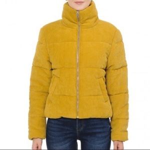Corduroy womens yellow puffer